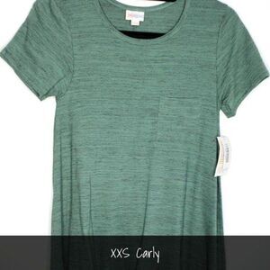 LuLaRoe Carly Dress XXS Green Microstripes NWT